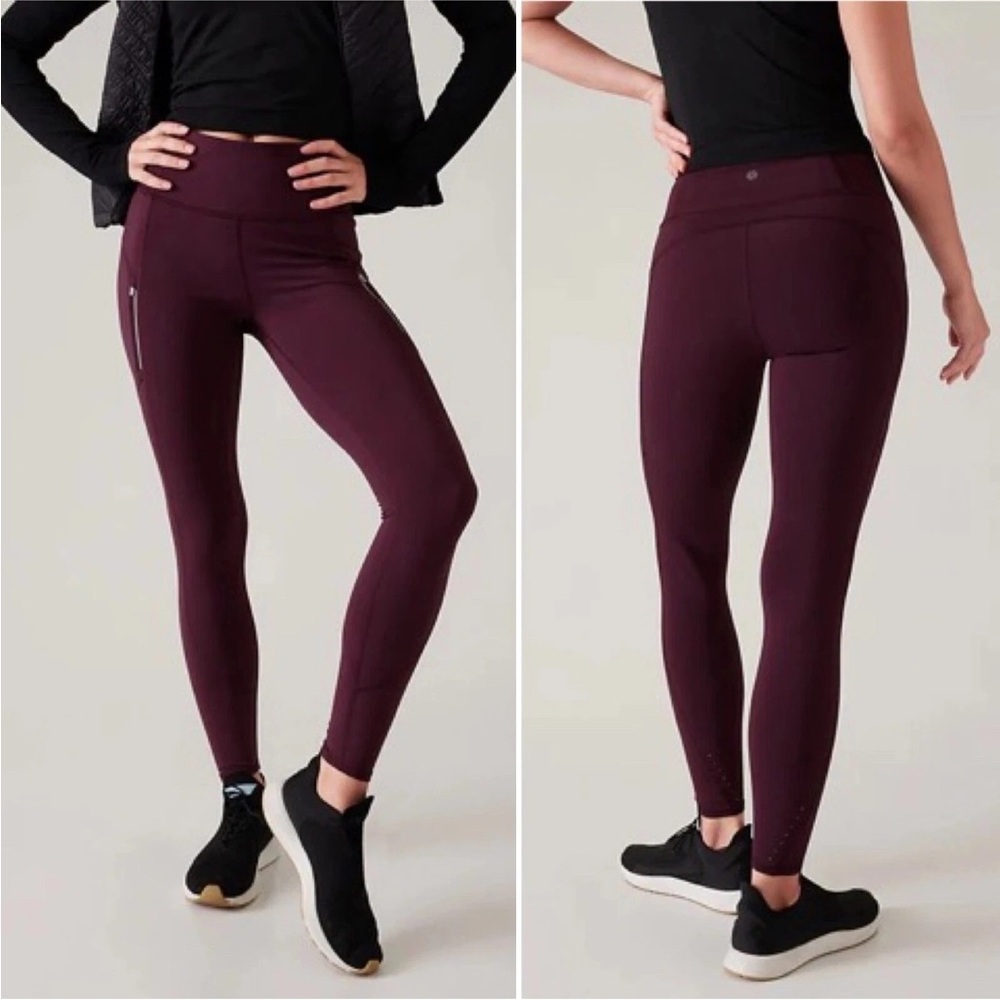 Athleta Burgundy Purple Rainier Leggings Tights